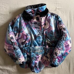 Vintage Polaris Snowmobile Puffer Jacket Thermoloft‎ Abstract Map Print